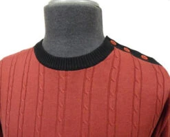BECKETT Madcap Retro Mod Mens Cable Knit Jumper M