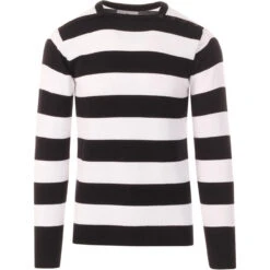Jones 60s Mod Block Stripe Jumper W -Fashion House Store Jones jumper black white 01 46197.1661338396