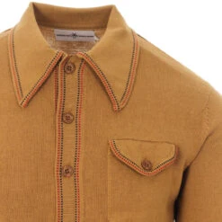 Crawdaddy Micro Dash LS Polo (SG) -Fashion House Store LS crawdaddy tan 03 96447.1661270538