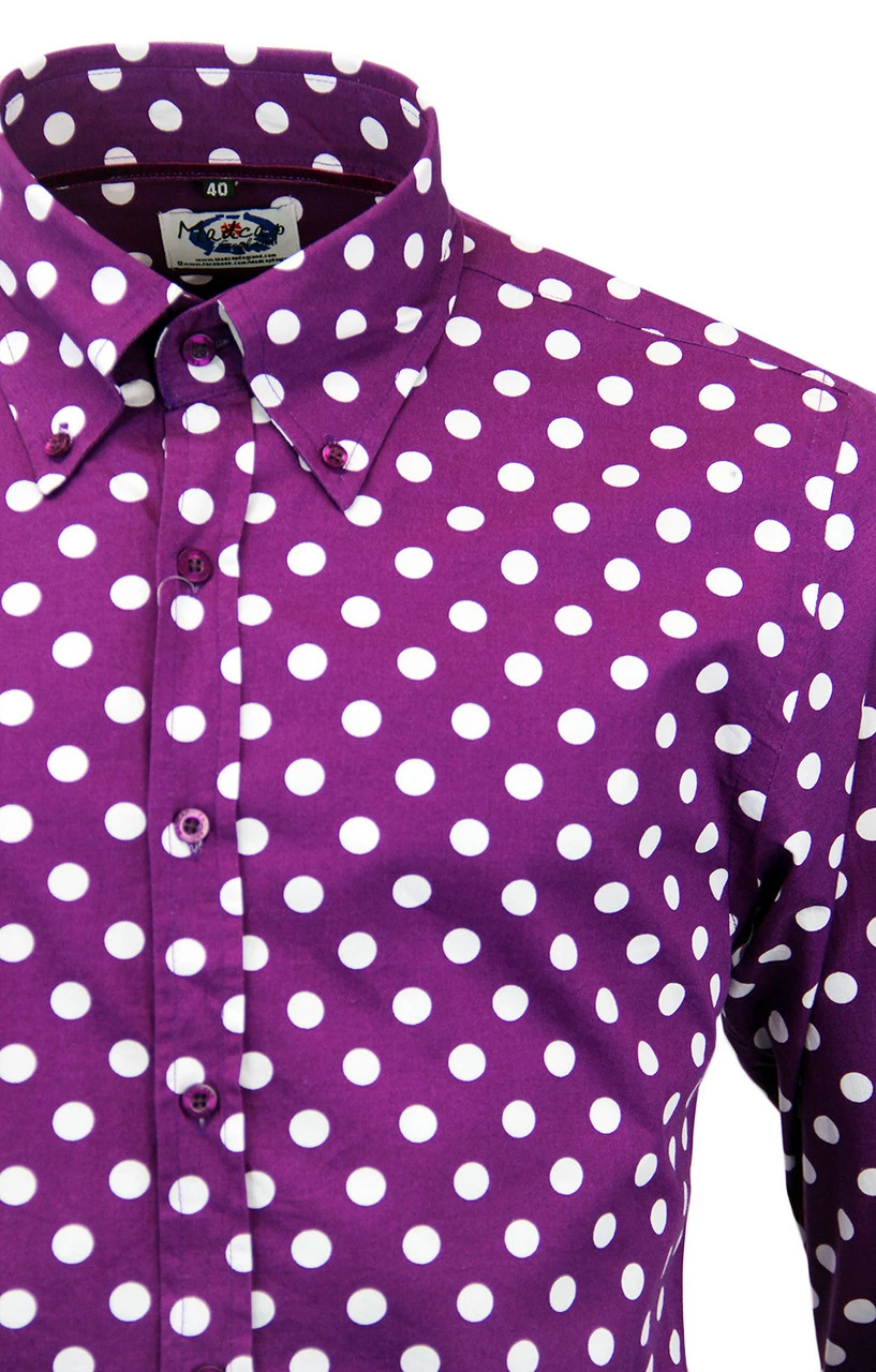 Purple Penny Dot Lane Retro 60s Mod MADCAP Shirt 11 Purple Penny Dot Lane Retro 60s Mod MADCAP Shirt - Image 9