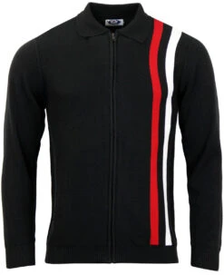 Speedway Mod Stripe Zip Cardigan R -Fashion House Store Madcap England Speedway Black 63668.1661273995
