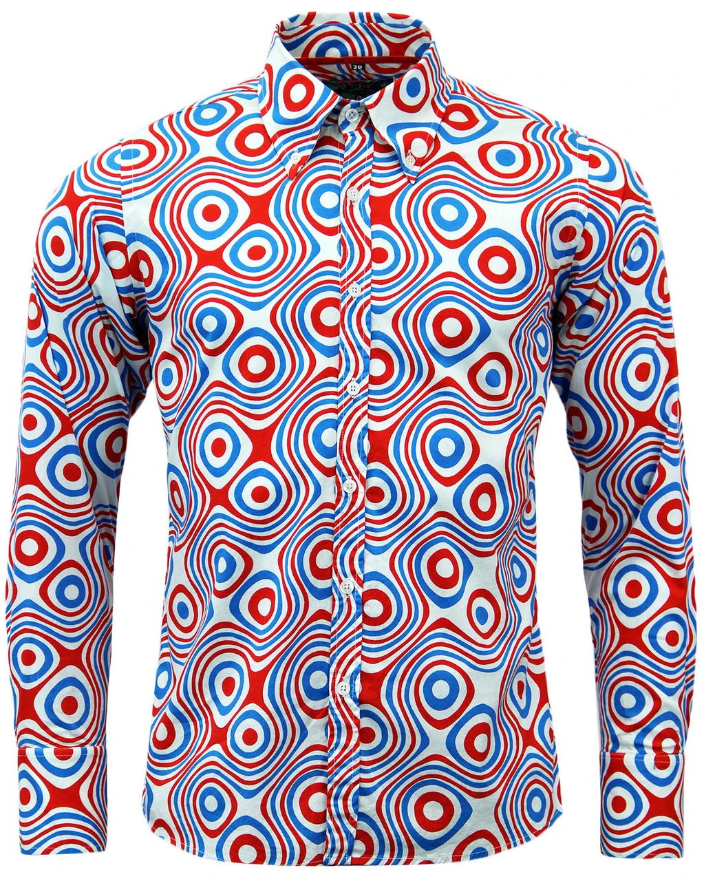 Trip Op Art Mod Big Collar Shirt 3 Trip Op Art Mod Big Collar Shirt