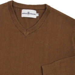 Redford 60s Mod V-Neck Jumper BISON -Fashion House Store Madcap england redford v neck jumper bison brown2 42649.1661266133