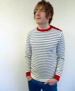 'Breton' MADCAP Mens Retro Mod Stripe Jumper (E) 10 'Breton' MADCAP Mens Retro Mod Stripe Jumper (E) -Fashion House Store Madcap England Breton Jumper E5 57631.1666958099