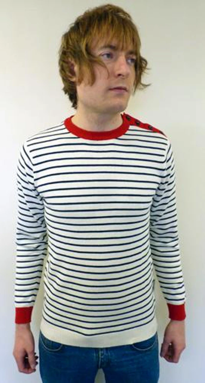 'Breton' MADCAP Mens Retro Mod Stripe Jumper (E) 6 'Breton' MADCAP Mens Retro Mod Stripe Jumper (E) - Image 4