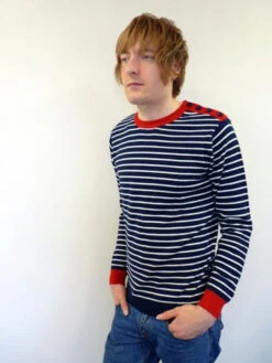 'Breton' MADCAP Mens Retro Mod Stripe Jumper (N)