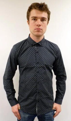 MADCAP 'Clapton' Mens Mod Round Collar Shirt (B) -Fashion House Store Madcap England Mens Mod Shirt B6 97403.1666958143