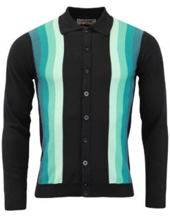 Blake Mod Gradient Polo Cardigan BN -Fashion House Store blake polo cardigan black front 47160.1661269677