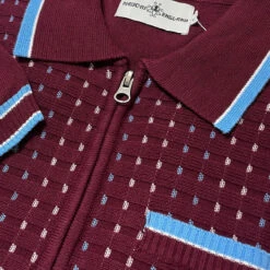 Miles Mod Jacquard Knit Polo (Z) -Fashion House Store madcaap england miles jacquard knit ss polo zinfandel 1 84162.1684508651