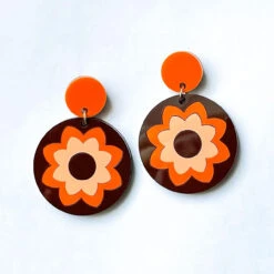 +Daydream MADCAP X ADA BINKS Flower Drop Earrings -Fashion House Store madcap ada binks round flower orange3 33079.1661260131