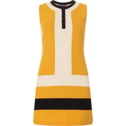 Lantana 1960s Mod Knitted Dress L -Fashion House Store madcap block knitted dress amber front 62097.1661260980 1