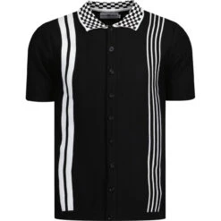 Charlie Ska Check Collar Polo Top B -Fashion House Store madcap charlie polo black front 71605.1661260308