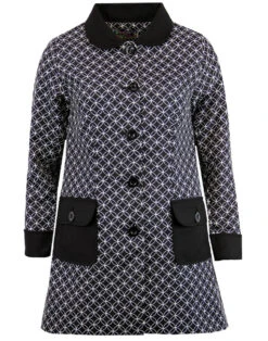 Hepburn 60s Mod Op Art A-Line Coat -Fashion House Store madcap circle flower jacquard jacket 6 70723.1661270838