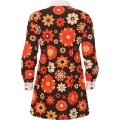 Daydream Retro 60s Mod Polo Dress R -Fashion House Store madcap daydeamer floral dress brown back 15825.1661261429 3