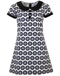 Dollierocker Daisy MADCAP Mod Floral Dress (White) -Fashion House Store madcap dollierocker daisy dress 3 44884.1661338457