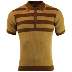 Terry Mod Ribbed Stripe Polo (Z) -Fashion House Store madcap englaand terry ribbed polo top caramel 11 34348.1679657083 1