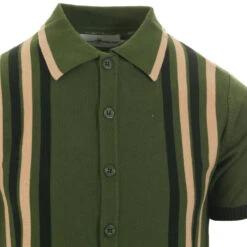 Shockwave Mod Stripe Knit Polo Top -Fashion House Store madcap england aftershock knitted polo cardigan green 2 73092.1661264896 3