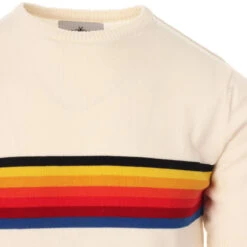 Britpop Rainbow Stripe Knit Tee (E) -Fashion House Store madcap england britpop stripe knit tee ecru 2 31058.1661262472
