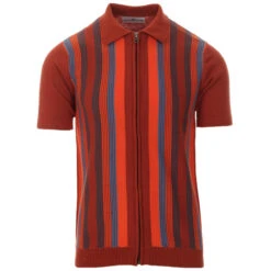 Capitol Mod Zip Through Stripe Polo -Fashion House Store madcap england capitol knit zip polo picante 4 27759.1661264760