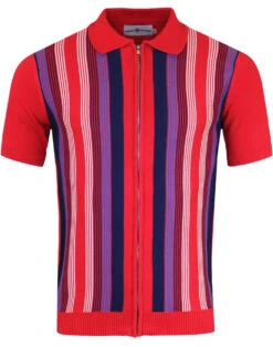 Capitol Mod Zip Through Stripe Polo -Fashion House Store madcap england capitol zip polo red 1a 77701.1661269013