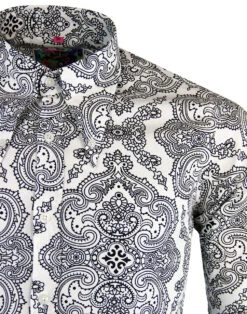 Capo 60s Paisley Spear Collar Shirt -Fashion House Store madcap england capo paisley shirt white 5 56517.1661270887