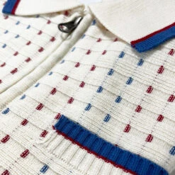 Coltrane Mod Jacquard Knit Polo B -Fashion House Store madcap england coltrane knitted polo snow close up 81495.1678197978 1