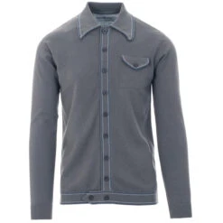 Crawdaddy Micro Dash LS Polo (Navy) -Fashion House Store madcap england crawdaddy long sleeve polo top steel grey 4 38143.1661262444 2