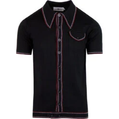 Crawdaddy Micro Dash Knit Polo B -Fashion House Store madcap england crawdaddy polo black 01 80650.1661274024