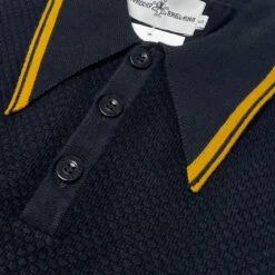 Empire Mod Big Collar Popcorn Waffle Polo In Black/Buckthorn -Fashion House Store madcap england empire popcorn waffle polo black buckthorne mc1051 4 28797.1695997625