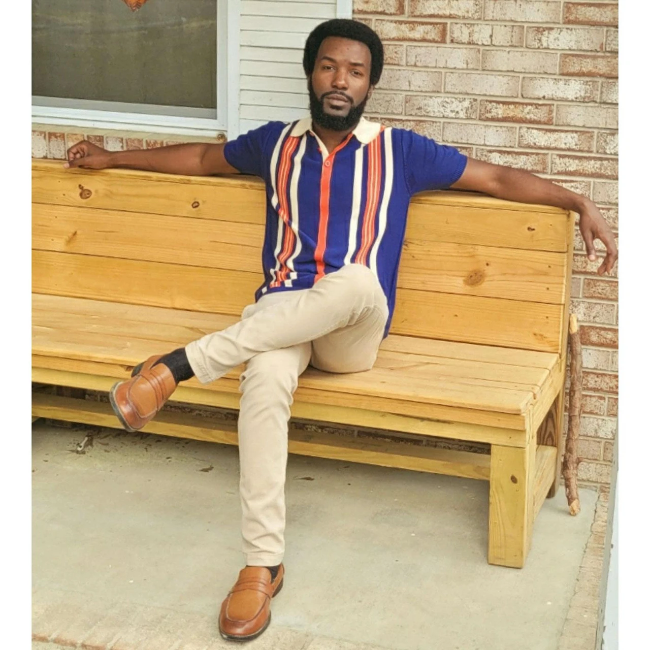 Farlowe Mod Stripe Knit Polo Top WS 5 Farlowe Mod Stripe Knit Polo Top WS - Image 3