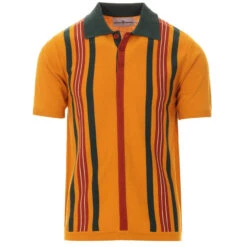 Farlowe Mod Stripe Knit Polo Top GO -Fashion House Store madcap england farlowe knitted polo harvest gold 3 83956.1661261195 2
