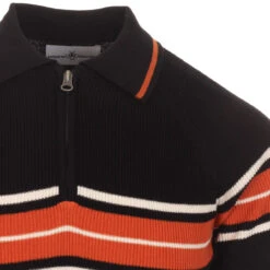 Fireball Mod Rib Zip Neck Polo (B) -Fashion House Store madcap england fireball ribbed polo black 2 02135.1661263320