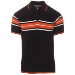 Fireball Mod Rib Zip Neck Polo (B) -Fashion House Store madcap england fireball ribbed polo black 3 42567.1661263318