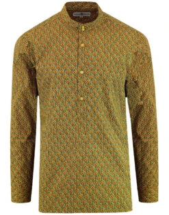 Middle Earth 60s Mod Kaftan Shirt 13 Middle Earth 60s Mod Kaftan Shirt -Fashion House Store madcap england floral hexagon shirt yellow 4 09556.1661268668