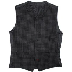 Gingham High Fasten Lapel Waistcoat