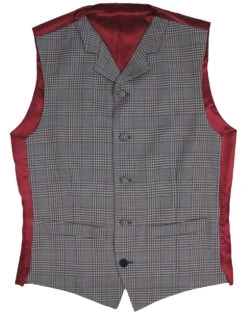 Mod POW Check Lapel Waistcoat GREY