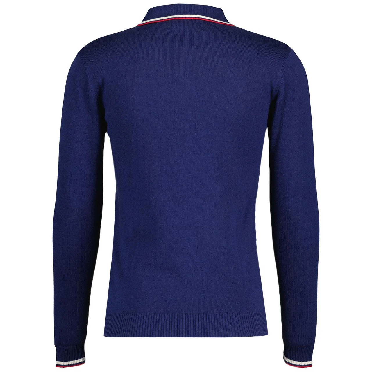 Apollo Mod Grid Check Big Collar Zip Polo Cardigan In Navy 3 Apollo Mod Grid Check Big Collar Zip Polo Cardigan In Navy