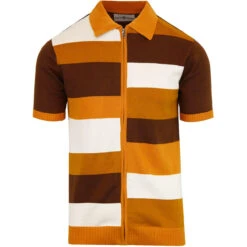 Hendrix 60s Mod Tile Knit Zip Polo -Fashion House Store madcap england hendrix zip polo cardigan 3 53454.1661266785