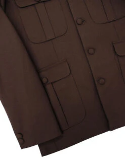 60s Mod Hopsack Safari Jacket BROWN -Fashion House Store madcap england hopsack safari blazer brown 2 62078.1661269283