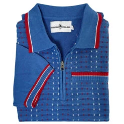 Miles Mod Jacquard Knit Polo (FB) -Fashion House Store madcap england miles jacquard polo federal blue 2 44518.1687189019