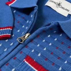 Miles Mod Jacquard Knit Polo (FB) -Fashion House Store madcap england miles jacquard polo federal blue 3 25282.1687189018