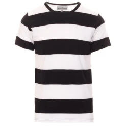 Milne Retro Mod Block Stripe Tee -Fashion House Store madcap england milne block stripe te black white 2 52840.1661269977