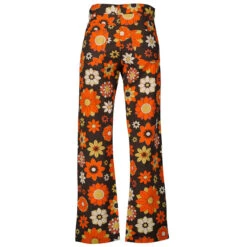 Fiore Retro 70s Wide Leg Trousers G -Fashion House Store madcap england paralleles orange flower1 20604.1661260761
