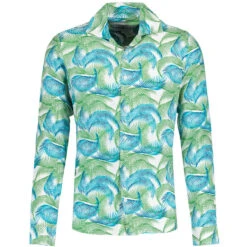 Rock-a-Hula Retro 70s Rayon Palm Leaf LS Revere Collar Shirt -Fashion House Store madcap england rayon leaf print revere collar shirt 2 66636.1696591254