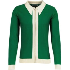 Riva Retro Zip Through Cardigan G -Fashion House Store madcap england riva spear collar ring zip cardigan green jacket 3 02298.1683192026 1