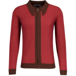 Riva Retro Zip Through Cardigan R -Fashion House Store madcap england riva spear collar ring zip cardigan russet red 3 62964.1683192152