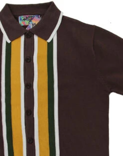 Screamin Jay 1960s Mod Stripe Polo -Fashion House Store madcap england screamin jay polo brown 2 37507.1661269837