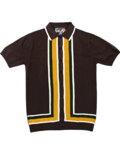 Screamin Jay 1960s Mod Stripe Polo -Fashion House Store madcap england screamin jay polo brown 3 83692.1661269840