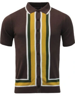 Screamin Jay 1960s Mod Stripe Polo -Fashion House Store madcap england screamin jay polo brown 5 37470.1661269835