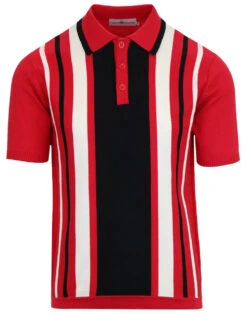 Folklore Mod Stripe Knit Polo RED -Fashion House Store madcap england stripe ss polo knit red 3 64410.1661268016 2